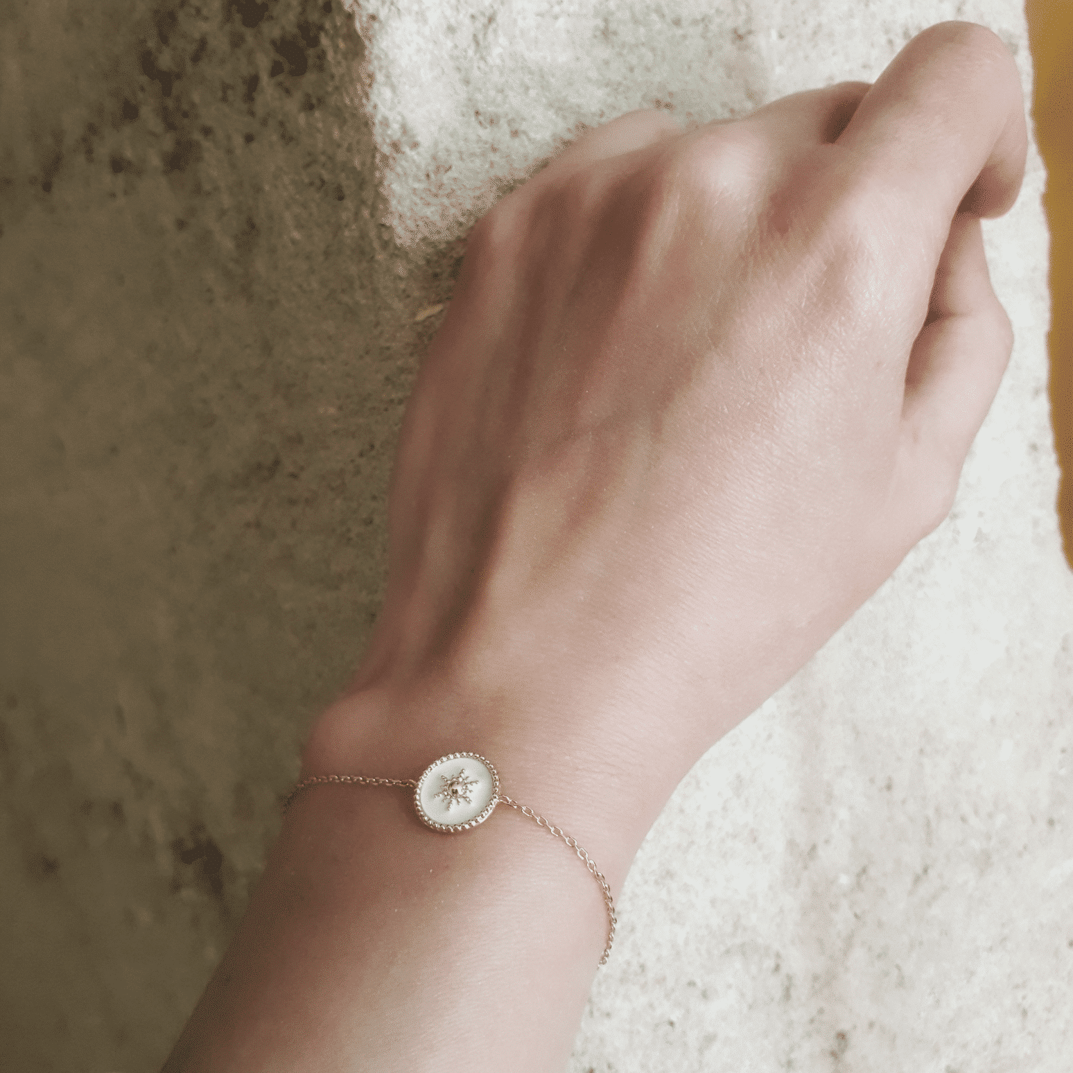 Bracelet Etoile Or & Email blanc